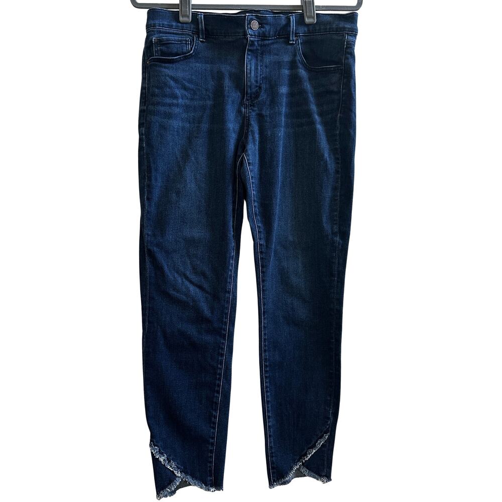 Ann Taylor Skinny Jeans Dark Wash Raw Hem Ankle Size 10